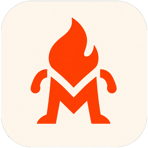 My Man app icon — a flame-headed mascot forming the letter M