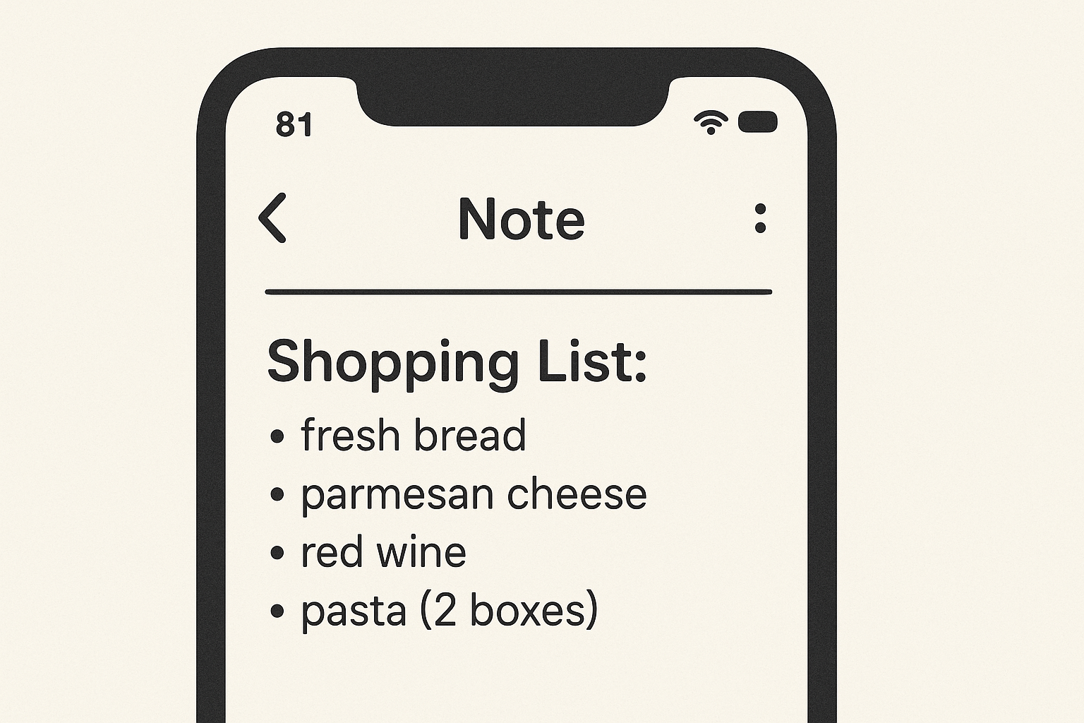 Scrap app screenshot showing a simple note editor